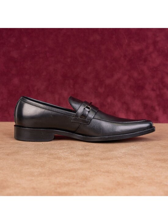 BOSS by Hugo Boss Men Dress Black Leather Horsebit Logo Loafers size 6